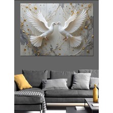 Mgi Design Altın Parlayan Güvercin Dekoratif Kanvas - Mdf Ahşap Tablo