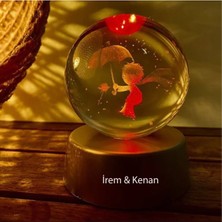 Keyfim Shop Kişiye Özel Küçük Prens Işıklı Cam Küre 8cm*6cm
