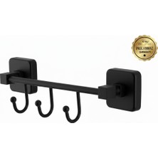 Premium Pirinç Doğa Kancalı Üçlü Askılık Mat Siyah