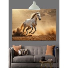 Mgi Design Çölde Koşan Beyaz At Dekoratif Kanvas - Mdf Ahşap Tablo