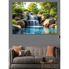 Mgi Design Doğal Taşlı Şelale Manzarası Dekoratif Kanvas - Mdf Ahşap Tablo