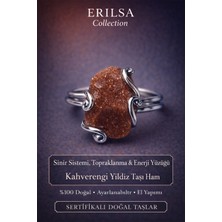 Erilsa Sertifikalı Sinir Sistemi Topraklanma Enerji Denge Yüzüğü – Ham Kahverengi Yıldız Taşı – Ayarlamalı