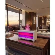 Zemox Alev Efektli Dekoratif Manzaralı Işıklı Kumandalı Hava Nemlendirici Aroma Difüzörü ve Oda Nemlendiricisi (Isıtmasız)