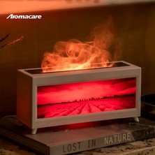 Zemox Alev Efektli Dekoratif Manzaralı Işıklı Kumandalı Hava Nemlendirici Aroma Difüzörü ve Oda Nemlendiricisi (Isıtmasız)