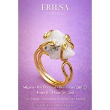 Erilsa Sertifikalı Migren Baş Dönmesi Boyun Gerginliği Enerji Yüzüğü – Ham Ay Taşı – Ayarlanabilir Rokoko