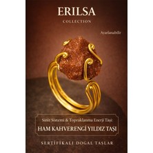 Erilsa Sertifikalı Sinir Sistemi Topraklanma Enerji Yüzüğü – Ham Kahverengi Yıldız Taşı – Ayarlamalı