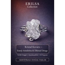 Erilsa Sertifikalı Enerji Arındırma ve Zihinsel Denge Yüzüğü – Ham Kristal Kuvars Taşı – Ayarlanabilir