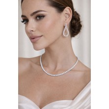 Ares 01 Store Zirkon Taşlı Damla Küpe ve Ince Kolye Kombini – Çok Kaliteli