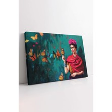 Mgi Design Frida Kahlo Kanvas Tablo, Frida Kahlo ve Kelebekler Tasarım Tablo, Kelebek Tasarım Kanvas, Hd Tablo