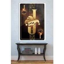 Mgi Design Lüks Poker Vale Joker Kanvas Tablo Duvar Dekoru Iskambil Kartı Figür Siyah Altın Casino