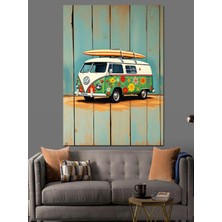 Mgi Design Retro Çiçekli Karavan Dekoratif Kanvas - Mdf Ahşap Tablo