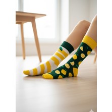 Carnaval Socks Sağ Sol Farklı Limon Desenli Soket Çorap – Eğlenceli Desen, 36-42 Numara