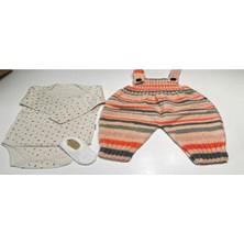 2 Yaş El Örgüsü Kırçıllı Tulum ile Zıbın ve Babet Çoraptan Oluşan Hediye Seti