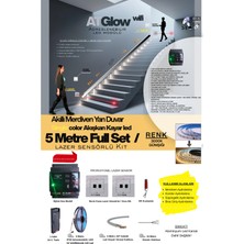 AT-GLOW Lazer Sensörlü Merdiven Duvar Akışkan Şerit Led Seti / Akıllı Kayar Led Sistemi/ 3000K/ 5 Mt.