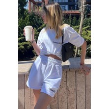 Adrift Madmext Mad Girls Beyaz Kadın Şort Takım MG1410 MG1410