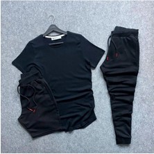 Adrift Unisex 3'ü Bir Arada Spor Eşortman Takımı ve Şort Siyah