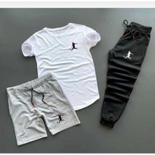 Adrift Unisex Siyah Beyaz Gri Futbolcu Baskılı 3'lü Kombin Takım KOMBINTAKIM011