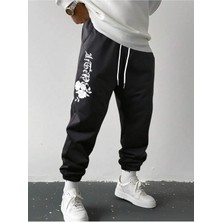 Adrift Floral & Letter Graphic Drawstring Waist Eşofman Altı