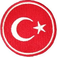 Almira Butik Aplike Ütü Ile Yapışan Türk Bayrağı Yuvarlak Küçük Arma 3 cm