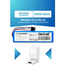 Electroll Dreame L40 Ultra Ce Uyumlu Batarya (Standart Kapasite) 5200MAH Pil Robot Süpürge Bataryası