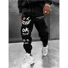 Adrift Cartoon & Slogan Graphic Drawstring Waist Eşofman Altı