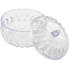 Şeffaf Yuvarlak Kapaklı Mika - Plastik Şekerlik (4887)