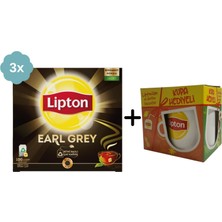 Lipton Earl Grey Bardak Poşet Çay 100LÜ x 3 Adet + Hediye Lipton Kupa
