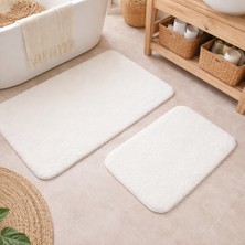 Meine Home Puffy Dokulu Beyaz Banyo Paspası Seti – 2’li