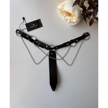Intive Lingerie Kadın Suni Deri Tasarım Zincir Halka Detaylı G-String - 162