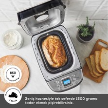 Karaca Çift Karıştırıcılı Ekmek Yapma Makinesi Siyah 850W Güçlü Hamur Yoğurma ve Pişirme Fırını - Hızlı Pişirme, Kabuk Rengi Ayarı, Glutensiz Program, Yoğurt ve Reçel Fonksiyonlu