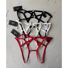 Intive Lingerie Kadın Halka Detaylı Özel Bölgesi Açık Fantezi Harnes STRING/KÜLOT-1091