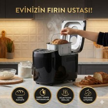 Karaca Tam Otomatik Ekmek Yapma Makinesi 1500 gr Geniş Hazneli 15 Programlı Akıllı Fırın - Zaman Ayarlı, Sıcak Tutma Özellikli, Glutensiz Modlu, Yoğurt ve Reçel Yapabilir Siyah