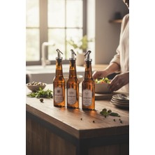 Kitchenboost Cam Yağlık - 3 Lü Pratik Kapaklı Yağlık - Sirkelik 350 Ml. Yağdanlık