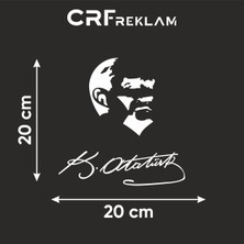 CRF Reklam Promosyon Matbaa Atatürk Silüeti ve Imzası Sticker Beyaz Folyo 20X20 cm 1 Adet