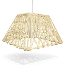 Baw Company El Yapımı Makrome Sarkıt Avize – Bohem Dekoratif Tavan Lambası (19×29 Cm)