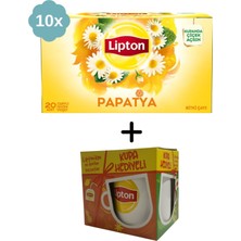 Lipton Papatya Bardak Bitki ve Meyve Çayı x 10 Adet + Hediye Lipton Kupa