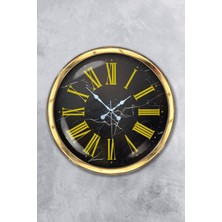 Kasva Concept Hediye 40 cm Gold Metal Klasik Sarı Duvar Saati Sarı Renk