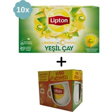 Lipton Yeşil Çay Limonlu Bardak Bitki Çayı x 10 Adet + Hediye Lipton Kupa