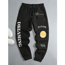 Adrift Cartoon & Slogan Graphic Drawstring Waist Eşofman Altı