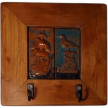 Toprakana Art Martı & Gemi, Anahtarlık Duvar Panosu Kolaj Askılık Tablo 14,5×14,5×2,5 (cm)