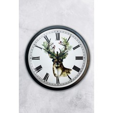 Kasva Concept Hediyelik 40 cm Siyah Metal Geyik Duvar Saati