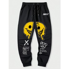 Adrift Street Life Guys Cartoon & Letter Graphic Drawstring Waist Eşofman Altı