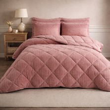 Meine Home Gül Kurusu Welsoft Kumaş Çift Taraflı Jakarlı Silikon Yorgan Takmı - 195X215 cm 4 Parça