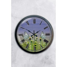 Kasva Concept Hediyelik 40 cm Siyah Metal Kelebek Duvar Saati