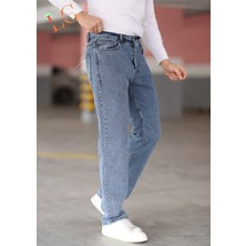 Lorda Giyim Erkek Kot Pantalon Baggy Yuksek Bel Fermuarlı Likrasız