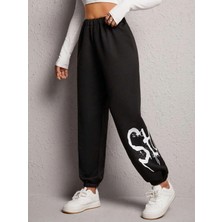 Adrift Letter Graphic Elastic Waist 4 Mevsim Eşofman