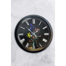Kasva Concept 40 cm Siyah Metal Vazolu Çiçek Duvar Saati