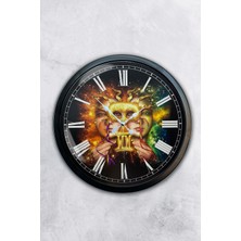 Kasva Concept 40 cm Siyah Metal Ikizler Burcu Duvar Saati