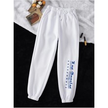 Adrift Letter Graphic Drawstring Waist 4 Mevsim Eşofman