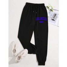 Adrift Letter Graphic Drawstring Waist 4 Mevsim Eşofman